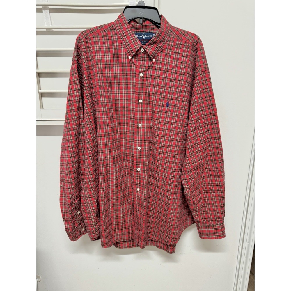 Polo Ralph Lauren Blake Shirt Mens XXL Red Plaid Button Down Cotton Relaxed Fit